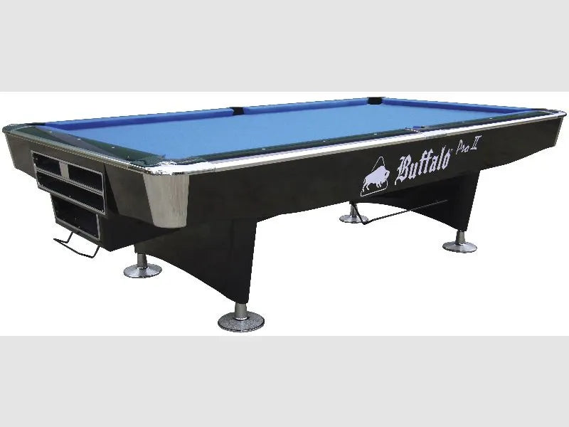 Buffalo Pro II 9′ Pool Table In Black Gloss With Ball Return System