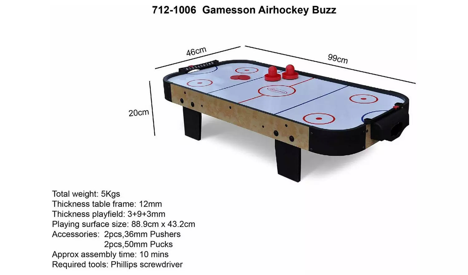 Gamesson Buzz 3ft Air Hockey Table