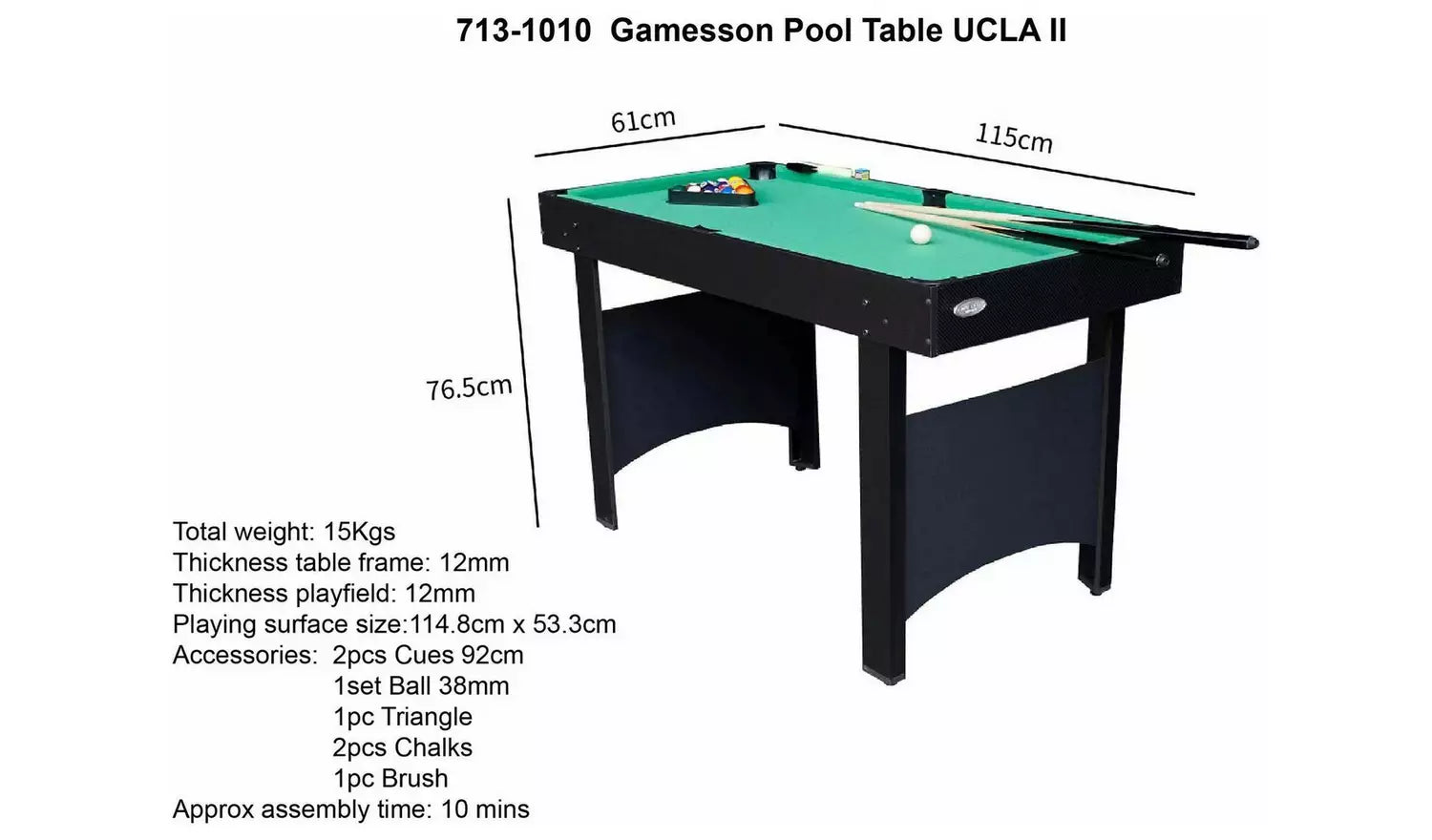 Gamesson 3ft 6 UCLA Pool Table